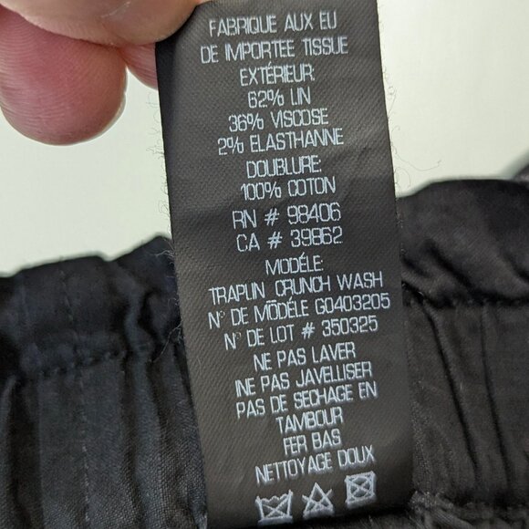 Theory Size 2 Linen Blend Black Drawstring Pants - Picture 13 of 14